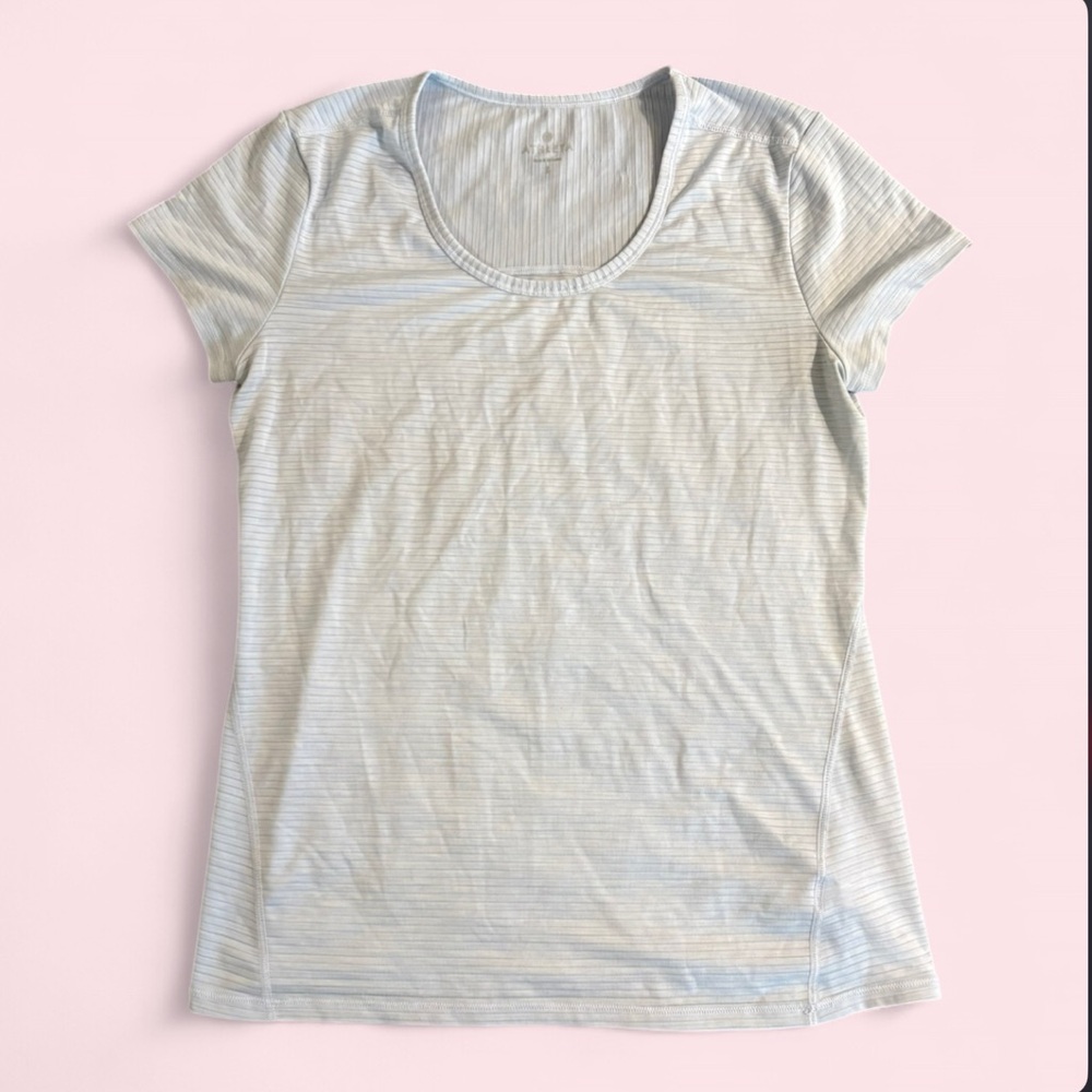Athleta light blue Ribbed Short Sleeve Top Size S Athletic Casual Tee